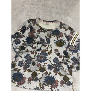 Dolan for Anthropologie Gray Multicolor Floral Long Sleeve‎ Sweater Size Xs